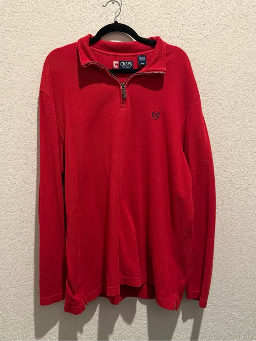 Chaps Men's Red Half-Zip Long Sleeve Shirt
